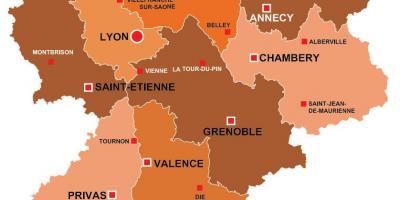 Lyon rajon francë hartë
