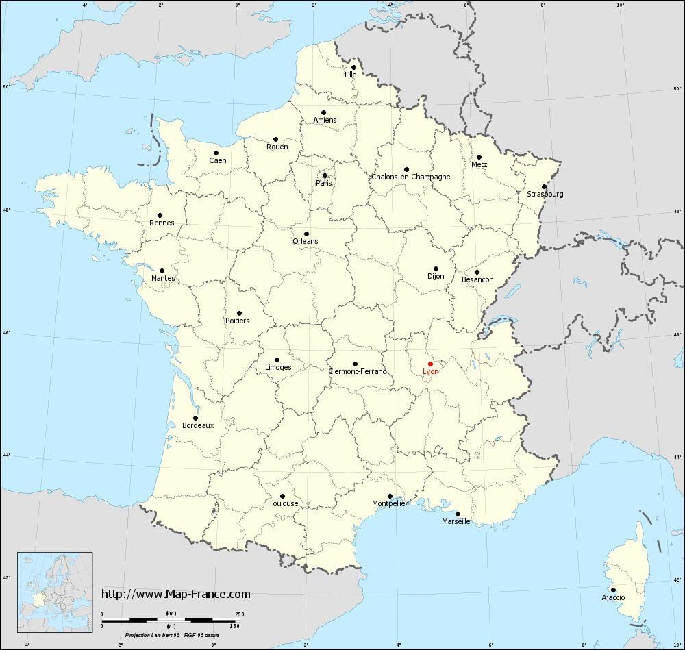 ku është Lyons francë në një hartë