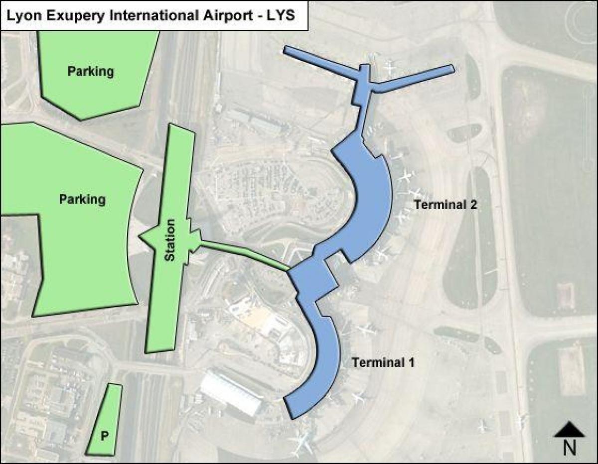 Harta e terminali i aeroportit të Lyon