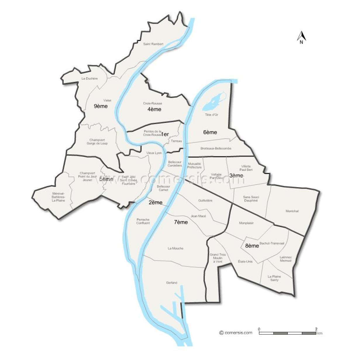 harta e Lyon arrondissement