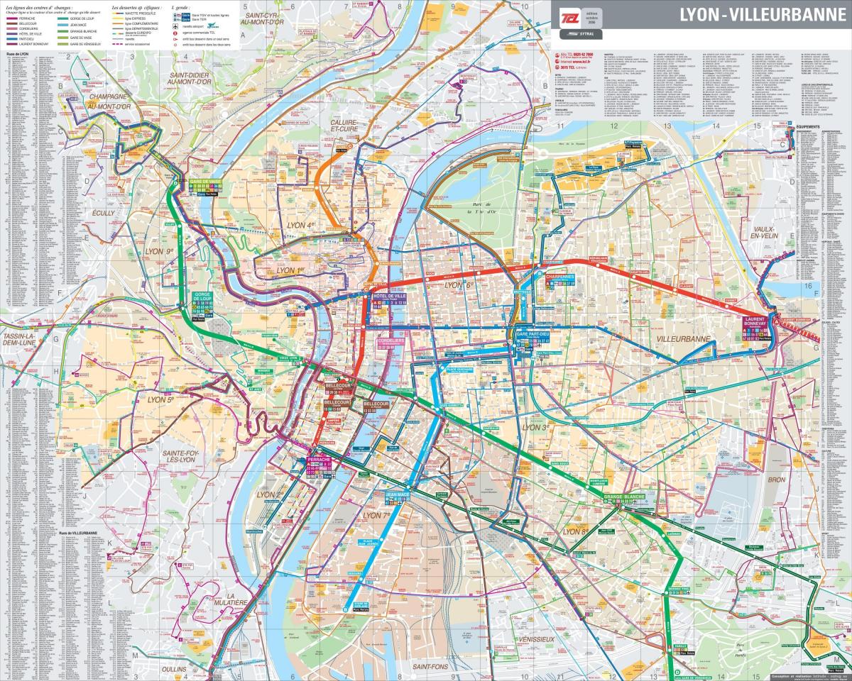 Lyon autobus rrugë hartë