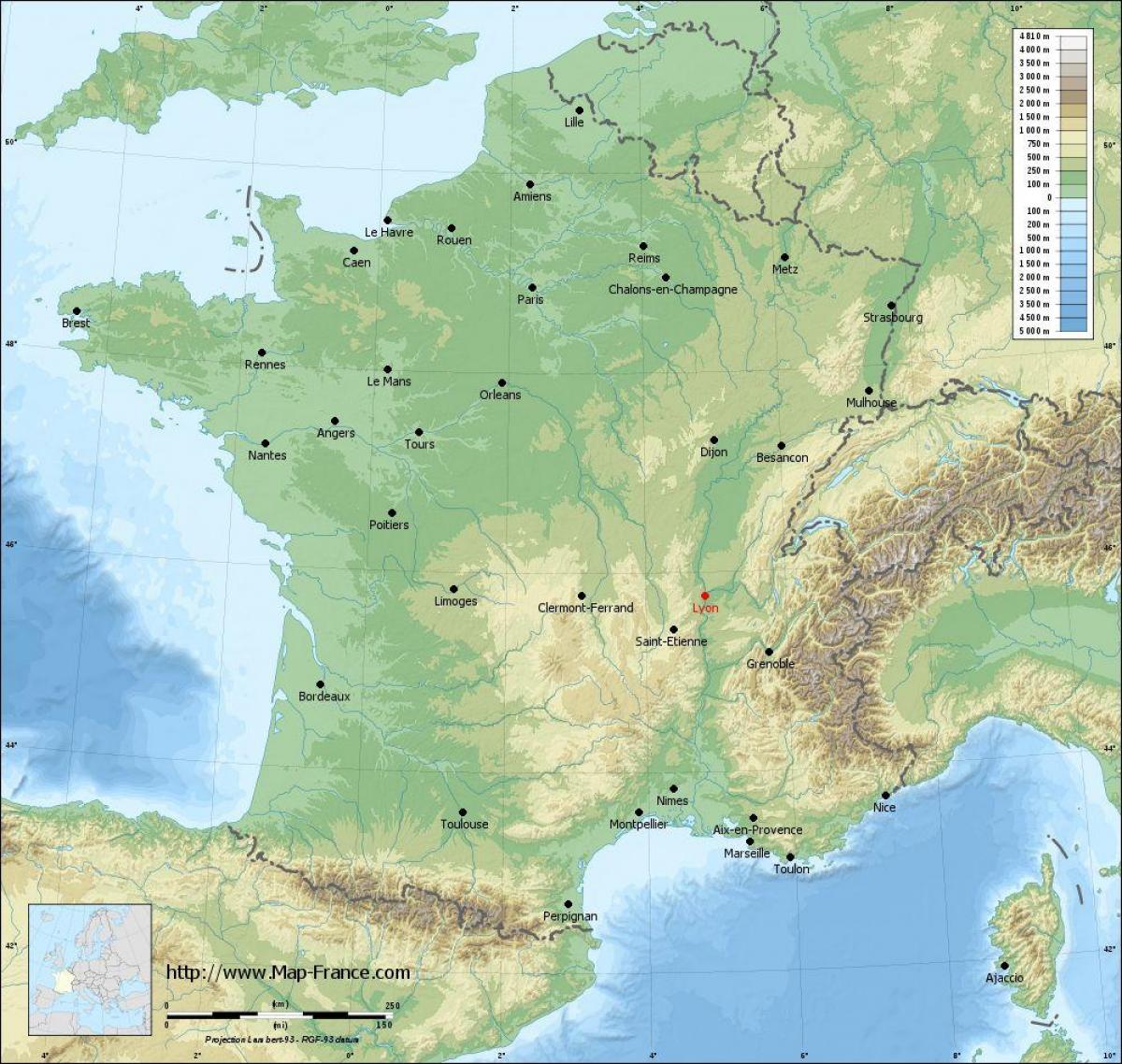 harta gjeografike e Lyon