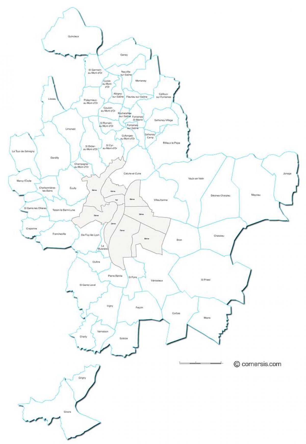 harta e france Lyon rajon